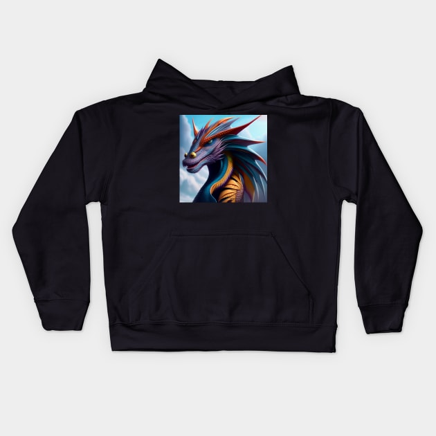 Ancient Noble Blue Rainbow Dragon Kids Hoodie by dragynrain